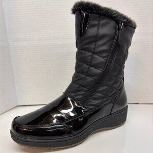 Aquatherm Black Quilted Winter Boots Side Zipper